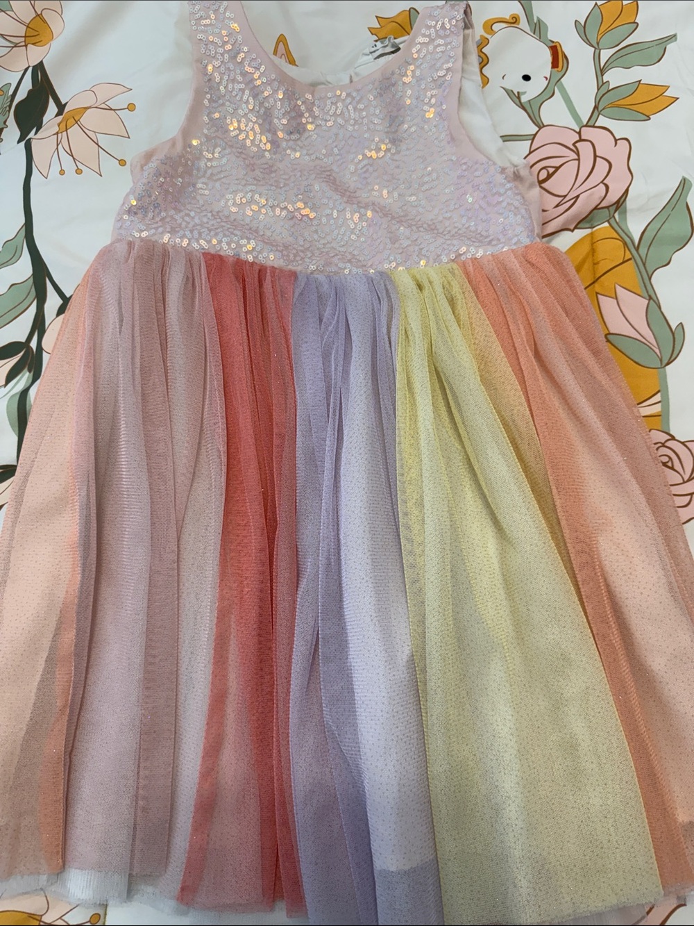 H&M Girls Pink Sequin Rainbow Tulle Party Dress